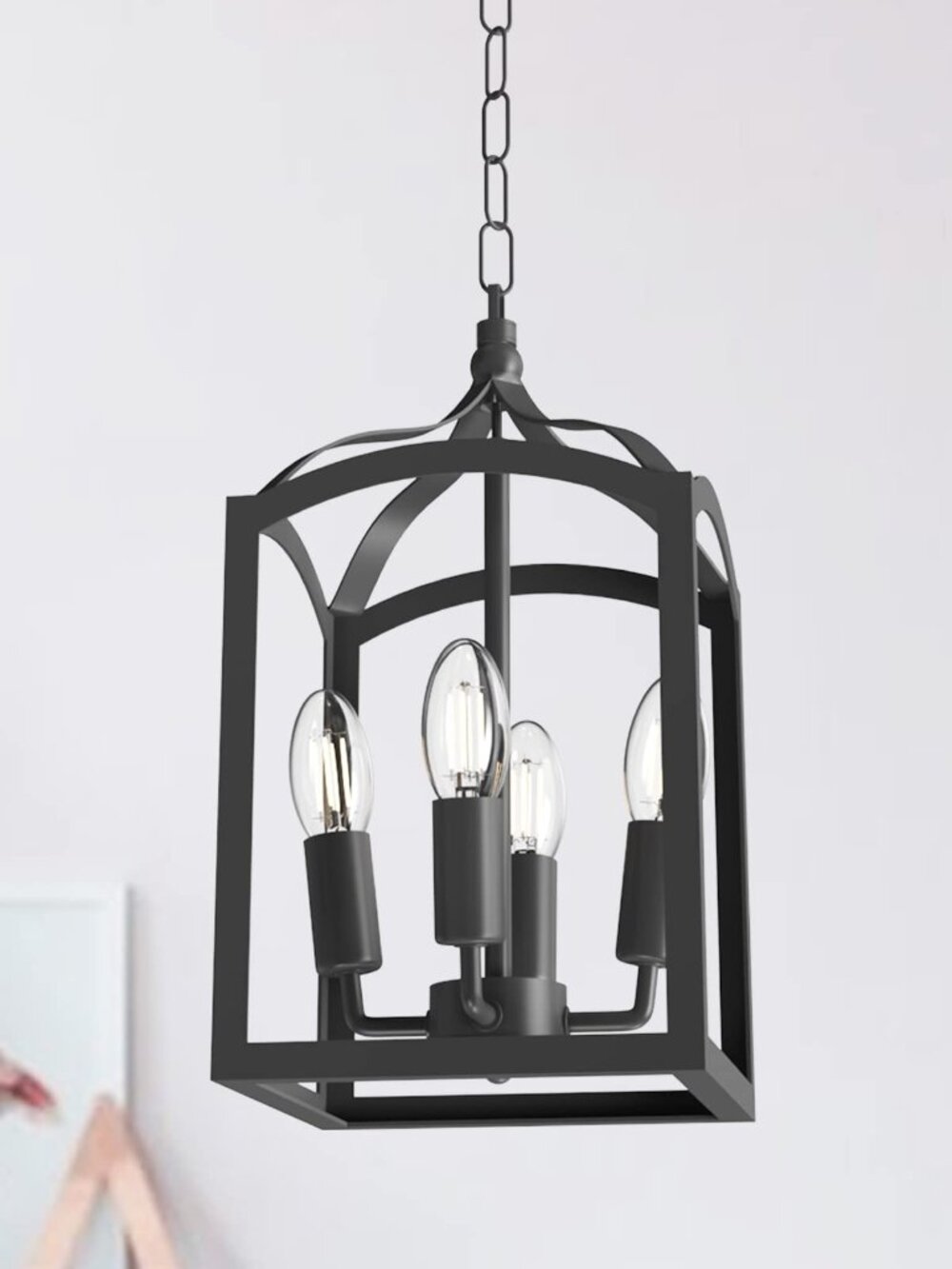 NEW 4-Light Industrial Farmhouse Chandelier Rustic Pendant Lantern Lighting Iron